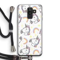 Rainbow Unicorn: Samsung Galaxy J8 (2018) Transparant Hoesje met koord