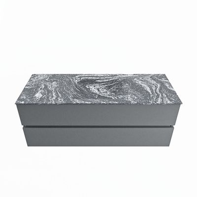 MONDIAZ VICA-DLUX 130cm badmeubel onderkast Plata 2 lades. Inbouw wastafel CLOUD midden 1 kraangat, kleur Lava.