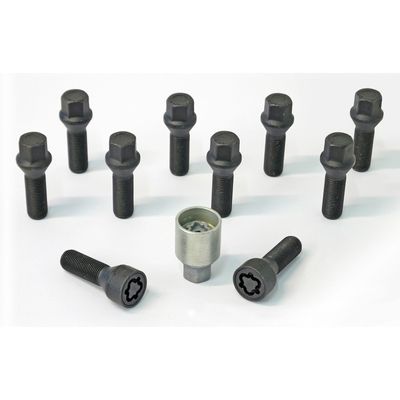 H&R Wielboutenset konisch M14x1.50 - Lengte 40mm - Zwart - 10 stuks - incl. wielsloten HRB1454001SET