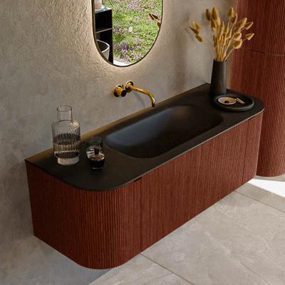 Badmeubel Mondiaz Kurve | 130 cm cm | Meubelkleur Ruby | Wastafelkleur Urban | Solid surface | Wasbak midden spoelbak | Zonder kraangat(en)