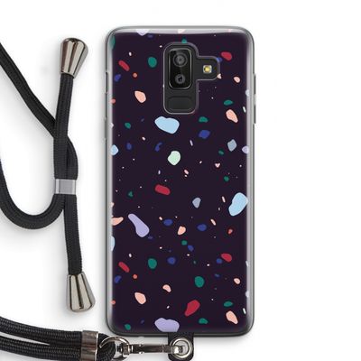 Dark Rounded Terrazzo: Samsung Galaxy J8 (2018) Transparant Hoesje met koord