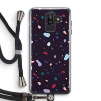 Dark Rounded Terrazzo: Samsung Galaxy J8 (2018) Transparant Hoesje met koord