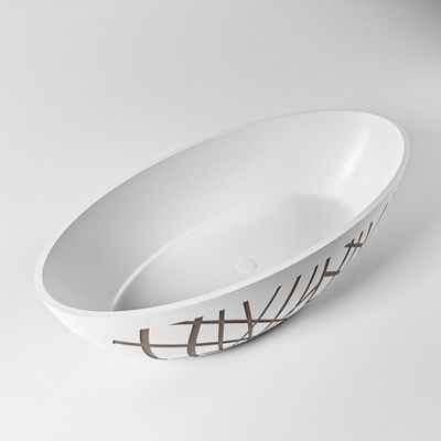 Vrijstaand bad Mondiaz Holm Design | 180x85 cm | Solid surface | Ovaal | Smoke