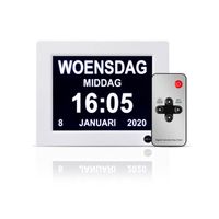 Safe Age Dementieklok - Kalenderklok met datum en dag. Medicijnwekker en Alarmwekker. Alzheimerklok / Seniorenklok