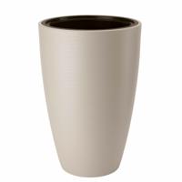 Form Plastic Plantenpot/bloempot Gobi - kunststof - licht grijs - D40 x H58 cm - met binnenpot