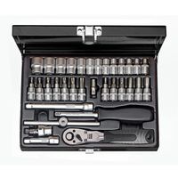WGB 1/4" Doppendoos 4-14mm + bits in metalen kist, 33-delig