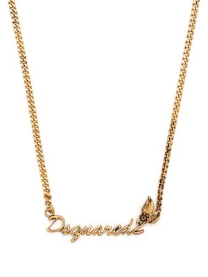 DSQUARED2 collier en chaîne à breloque Hadwriting - Or