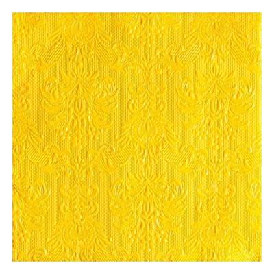Servetten - 15x st - geel - barok - 33 x 33 cm - 3-laags - papier - lunchservetten