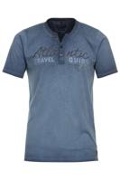 Casa Moda Casual Fit T-Shirt Henley kraag blauw, Effen - thumbnail