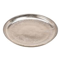 Decoratief aluminium rond dienblad zilver 25 cm - Kaarsenplateaus