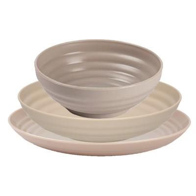 Plasticforte camping borden set - beige - kunststof - 3 soorten - 18x stuks - onbreekbaar servies