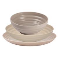Plasticforte camping borden set - beige - kunststof - 3 soorten - 18x stuks - onbreekbaar servies