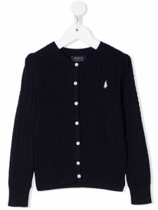 POLO RALPH LAUREN KIDS cardigan en maille torsadée à logo brodé - Bleu