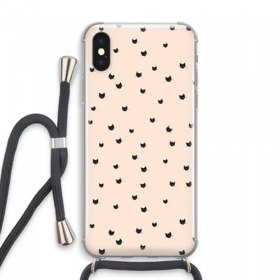 Kleine kattenkopjes: iPhone XS Max Transparant Hoesje met koord