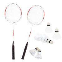 Badminton set rood/wit met 8x shuttles en opbergtas - thumbnail