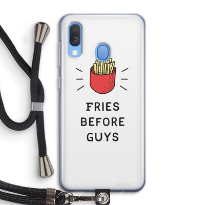 Fries before guys: Samsung Galaxy A40 Transparant Hoesje met koord