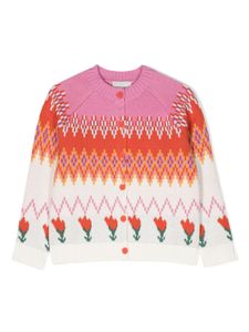 Stella McCartney Kids cardigan en maille intarsia - Orange