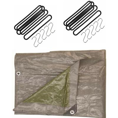Talentools Afdekzeil grijs - 2 x 4 meter - met 10 spanrubbers en S-haken - dekzeilen