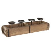 Kaarshouder Home ESPRIT Natuurlijk Ijzer Teakboom 60 x 15 x 14 cm