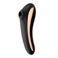 Satisfyer - Dual Kiss Insertable Air Pulse Dubbelzijdige Vibrator Zwart - thumbnail