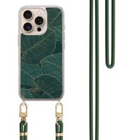 iPhone 16 Pro hoesje met groen koord - Monstera leaves