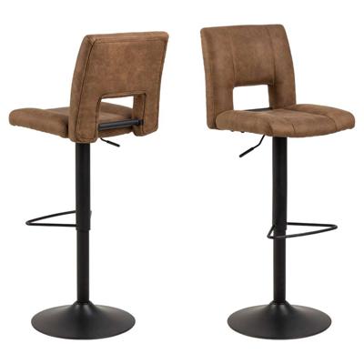 Leen Bakker - Barkruk Husas - Licht (2 Stuks) - Lederlook - Bruin - 52x41.5x115 Cm