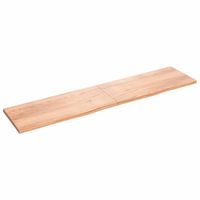 vidaXL Tafelblad 220x50x(2-4)cm behandeld massief eikenhout lichtbruin - thumbnail