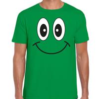 Verkleed T-shirt voor heren - smiley - groen - carnaval - feestkleding - thumbnail