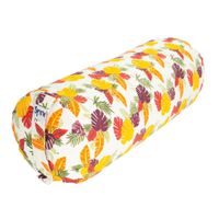 Yoga Bolster Beige Rond Katoen - Floral Print - 59 x 21,5 cm