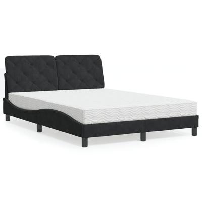 Bed met matras fluweel zwart 140x190 cm