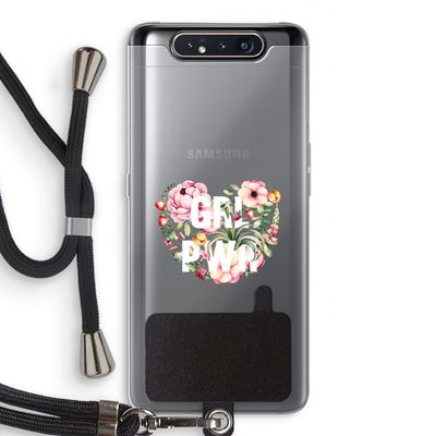 GRL PWR Flower: Samsung Galaxy A80 Transparant Hoesje met koord