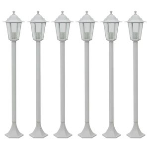 VidaXL Paalverlichting voor tuin e27 110 cm aluminium wit 6 st