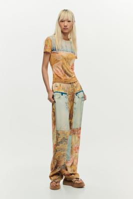 Hybride bedrukte broek - YELLOW - S