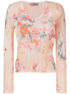TWINSET blouse nervurée à manches longues - Orange