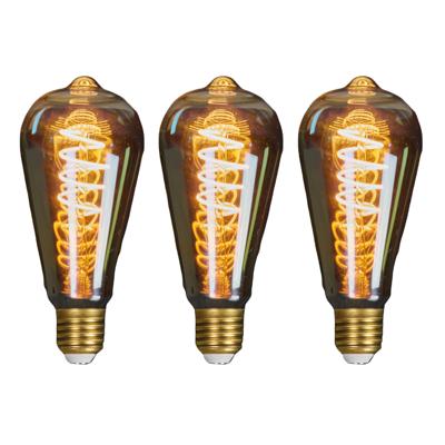 LED lampje Retro E27 fitting 2W - 3x - spiraal gloeidraad- dimbaar - designlampen - 145 x 64 mm