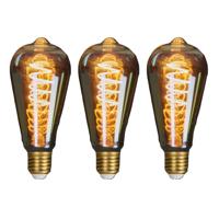 LED lampje Retro E27 fitting 2W - 3x - spiraal gloeidraad- dimbaar - designlampen - 145 x 64 mm