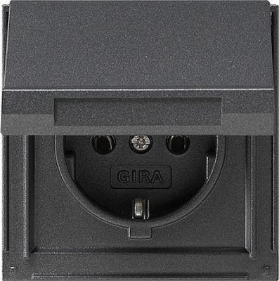 Gira TX 44 Wandcontactdoos met randaarde en klapdeksel antraciet