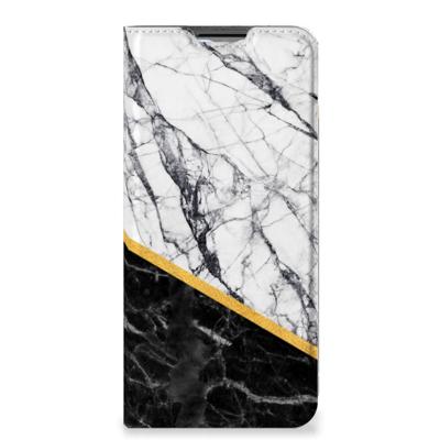 OPPO A54s | A16 | A16s | Standcase | Marmer Wit Zwart - Origineel Cadeau Man OPPO A54s | A16 | A16s | Standcase | Marmer Wit Zwart - Origineel Cadeau Man