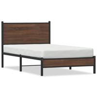 Bedframe met hoofdbord metaal bruin eikenkleurig 100x190 cm