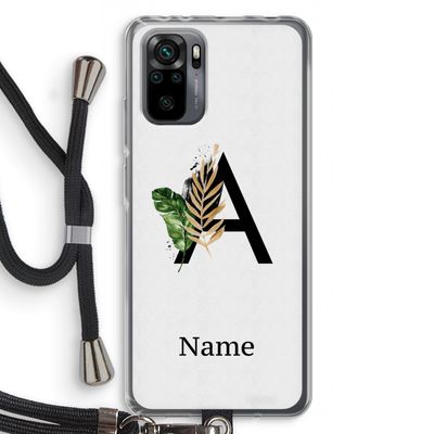 Charcoal Flora: Xiaomi Redmi Note 10 Pro Transparant Hoesje met koord