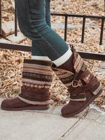 Ethnic Stripe Pattern Patchwork Striped Snow Boots - thumbnail