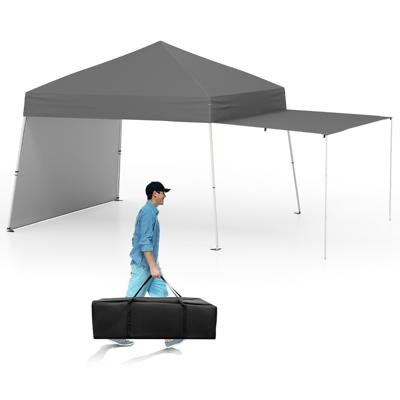 430 x 280cm Pop-Up Paviljoen met 2 Omvormbare Zijwanden tot Luifel Campingtent Partytent Grijs