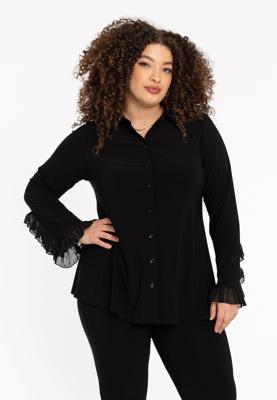 Yoek A-lijn blouse | Zwart | Maat 50/52
