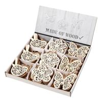 Creativ Company Houten figuren vlinder bloem en vogel, 90st.