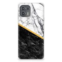Motorola Edge 20 Lite | TPU | Siliconen hoesje | Marmer Wit Zwart - Origineel Cadeau Man