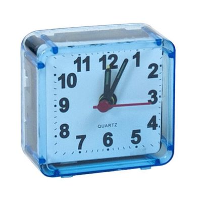 Reiswekker/alarmklok analoog - licht blauw - kunststof - 6 x 3 cm - klein model