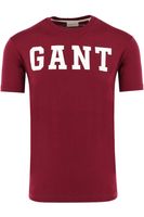 GANT Regular Fit T-Shirt ronde hals wijnrood, Effen