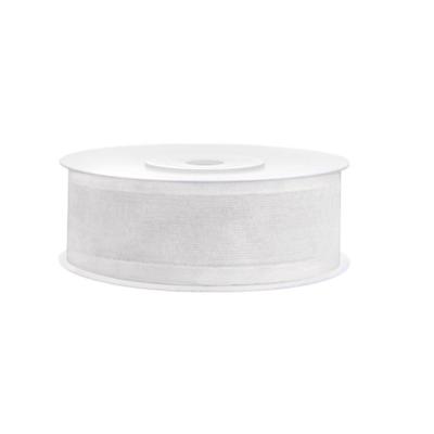 Hobby chiffon sierlint - wit - 2,5 cm/25 mm x 25 meter - decoratie - cadeaulinten