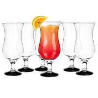 Cocktail glazen - 6x - 420 ml - zwart - glas - pina colada glazen