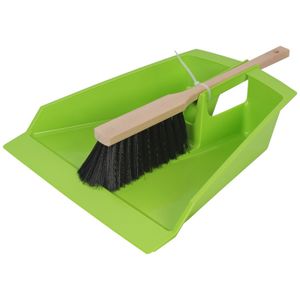 Extra groot stoffer en blik limegroen 43 cm voor tuinafval/bladeren